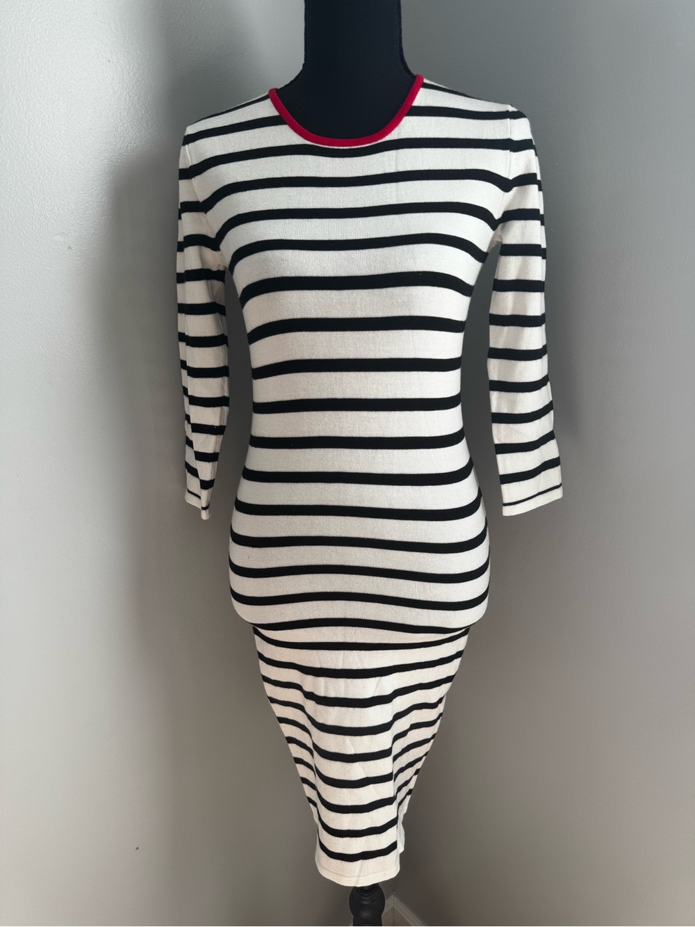 Venus Black Striped Knee length dress/ bodycon